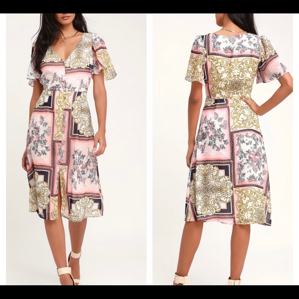 Lulu’s Midi Dress Simply Sensational Light Pink